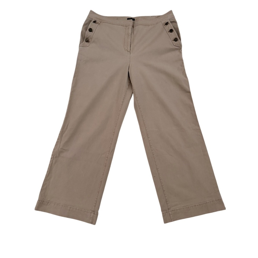 Talbots Beige Wide Leg Sailor Button Accent Pants Size 16